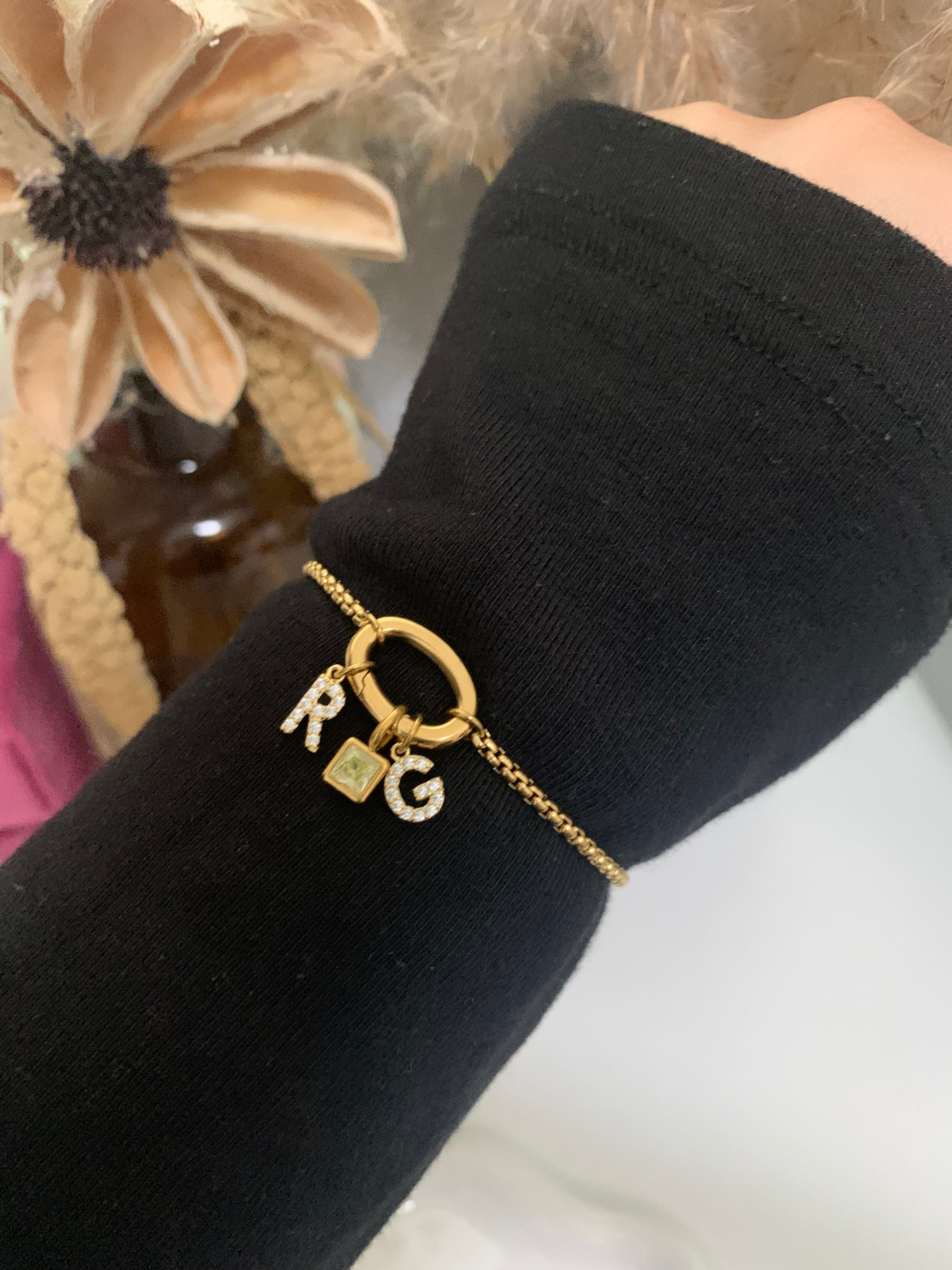2 Initials & Birthstone Charm Bracelet - camillajewelry