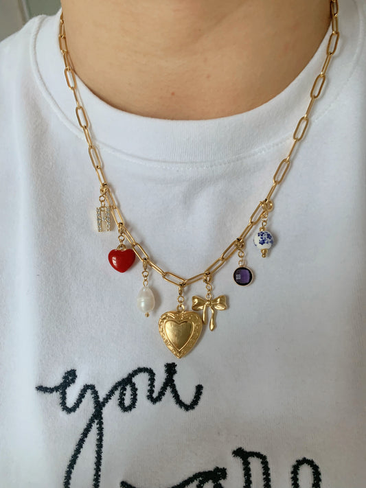 Personalized Gold-Plated Charm Necklace ( PaperClip Necklace)