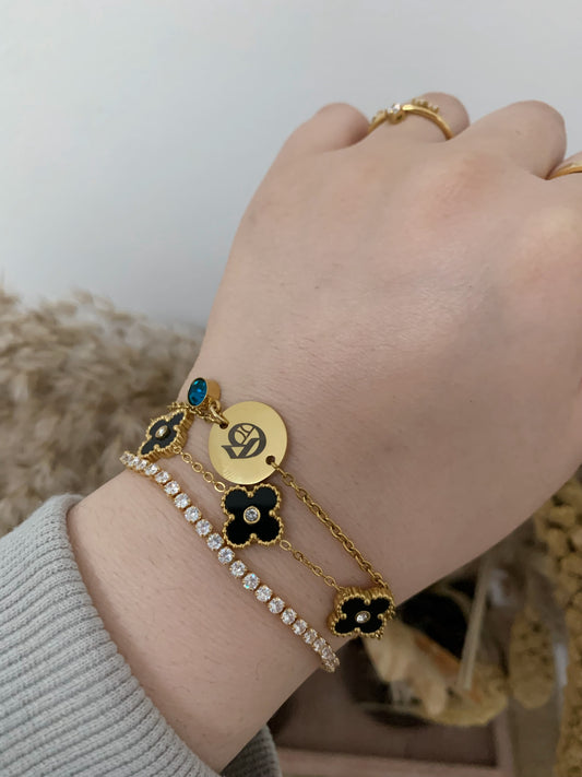 Old English Initial Bracelet With Birthstone