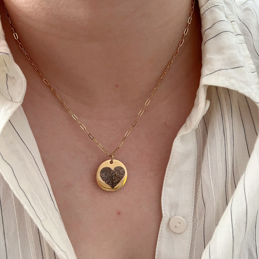 Heart Fingerprint Necklace With Handwriting