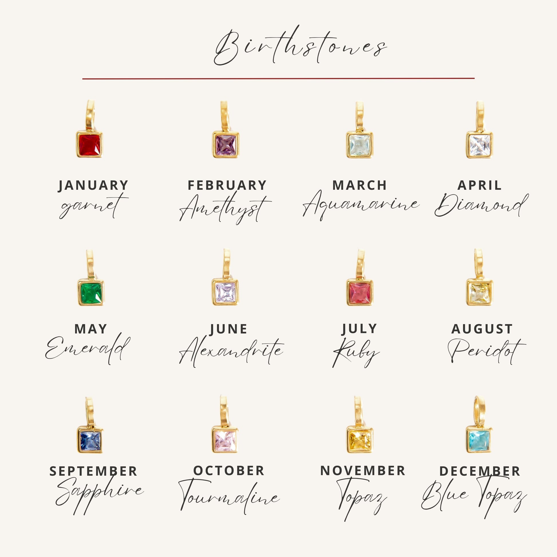 3 Birthstone Charms Necklace - camillajewelry