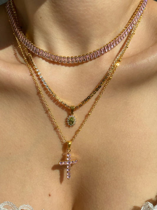 Pink Cross Necklace